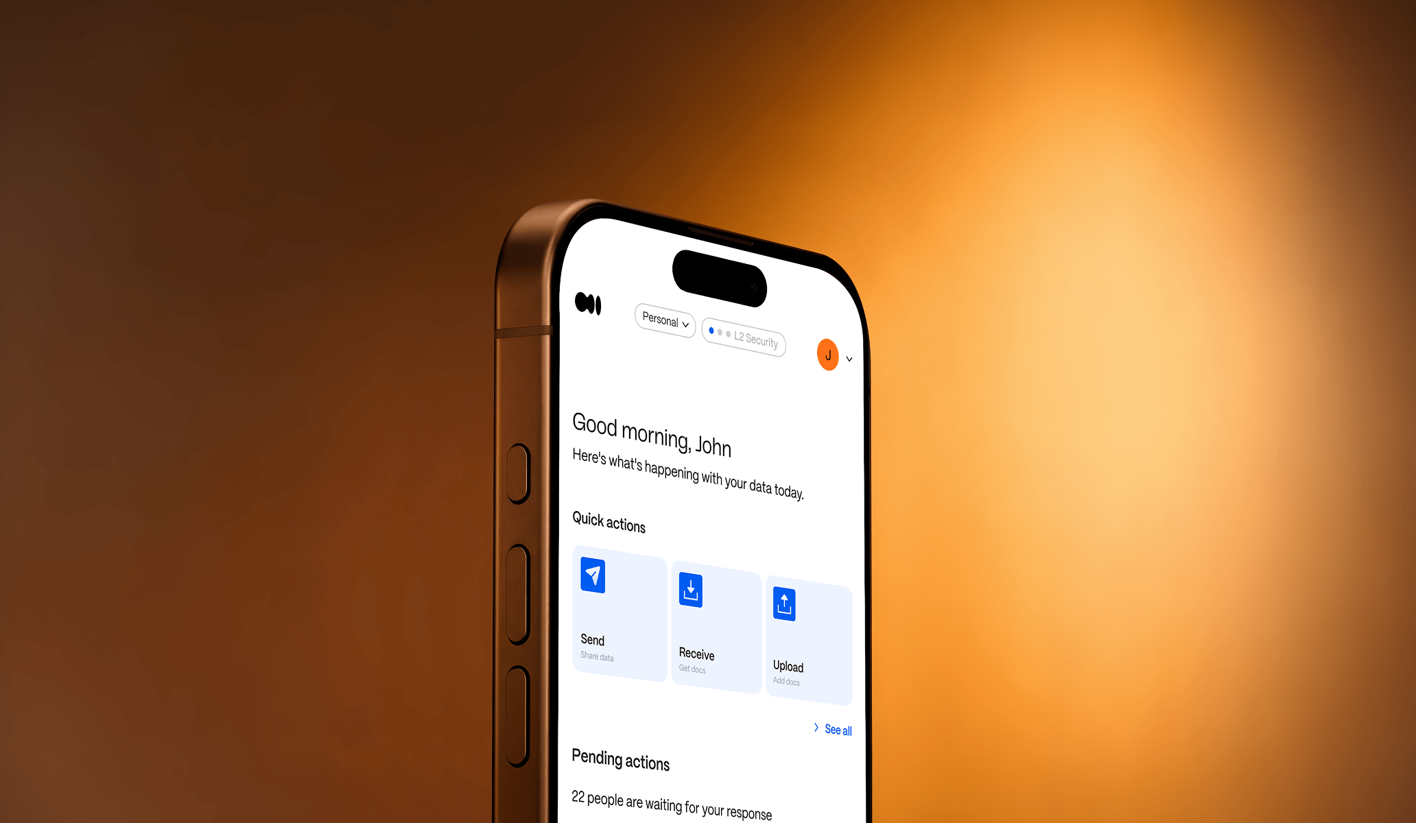 Your digital vault - phone showing Geena app