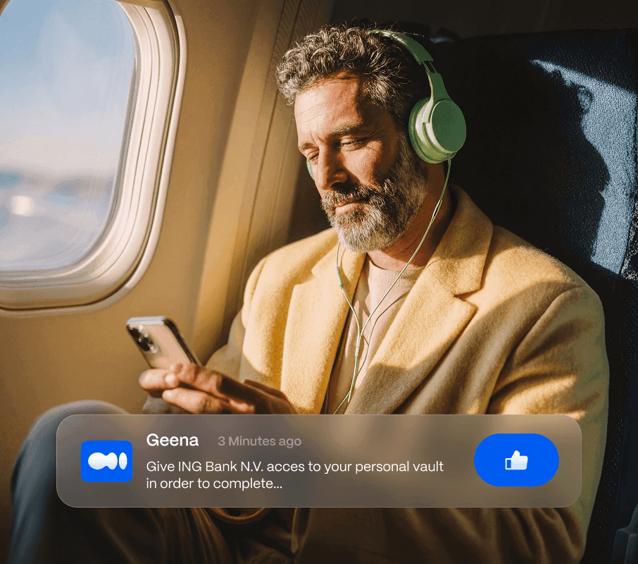 Person approving a data request on their phone